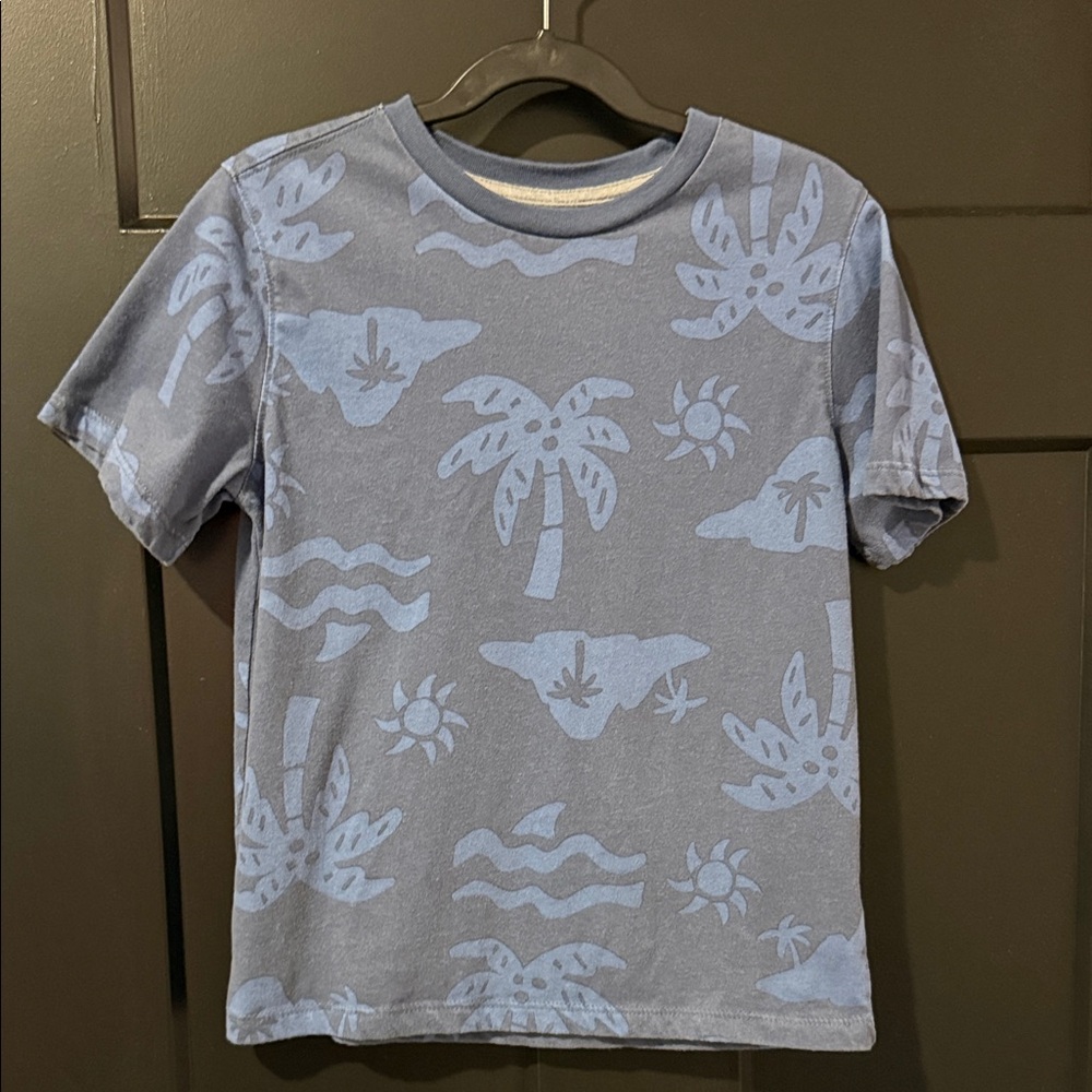 Blue Kids Shirt with Tropical Print